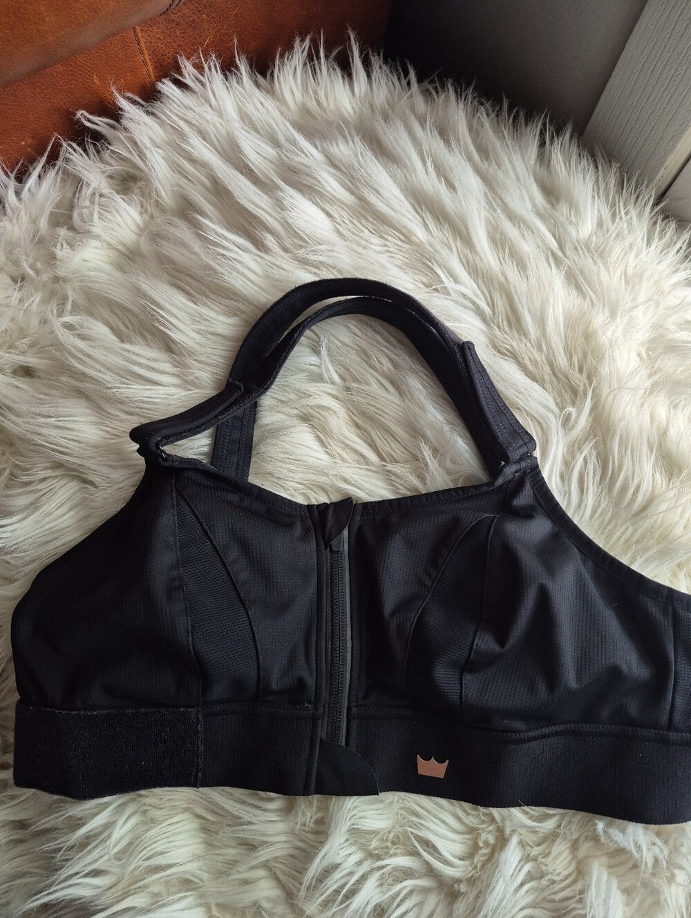 SHEFIT Black Front-Zip High-Impact Sports Bra